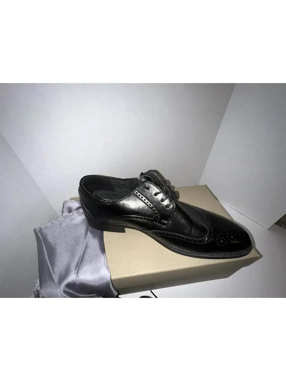 Joseph Abound Men's Black Leather Wingtip Lace-Up Oxford Dress Shoes Size 10 D